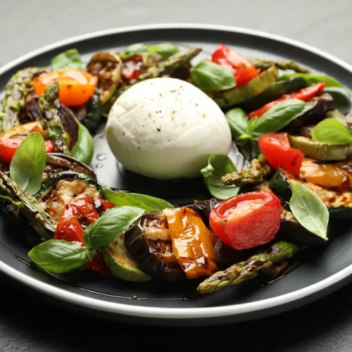 Burrata Grillgem&uuml;se Tomaten Oliven